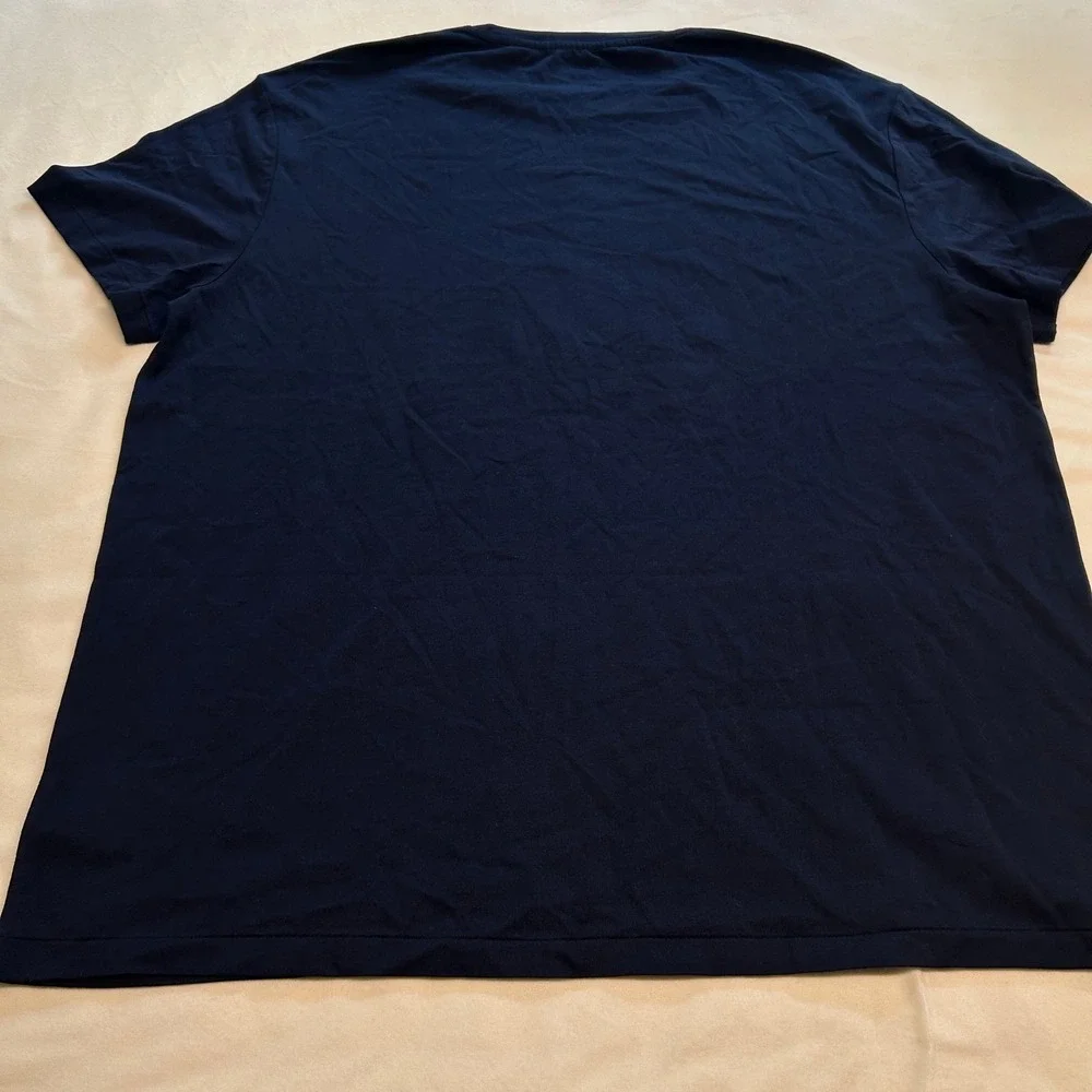 Polo Ralph Lauren Mens XL Navy Blue Plaid Patchwork Big Pony T-Shirt Classic Fit